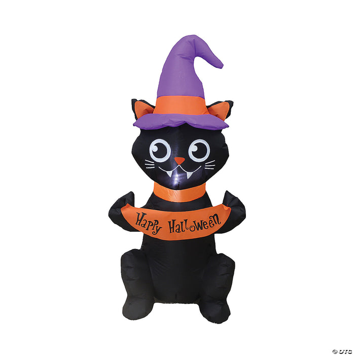 48" Blow Up Inflatable Black Cat Outdoor Halloween Yard Decoration