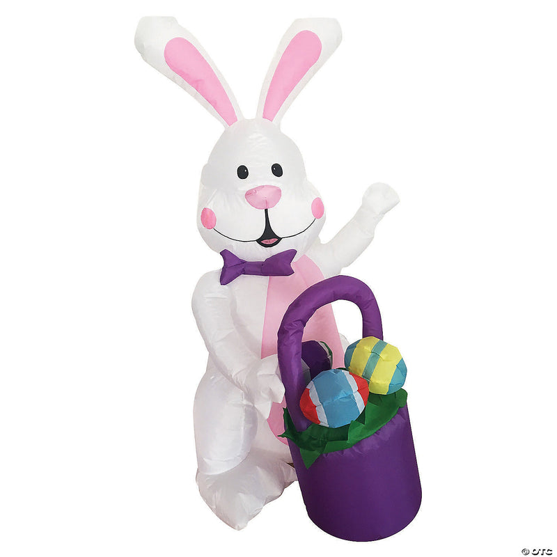 48" Blow Up Inflatable Bunny with Basket Outdoor Easter Yard Decoration - image 1