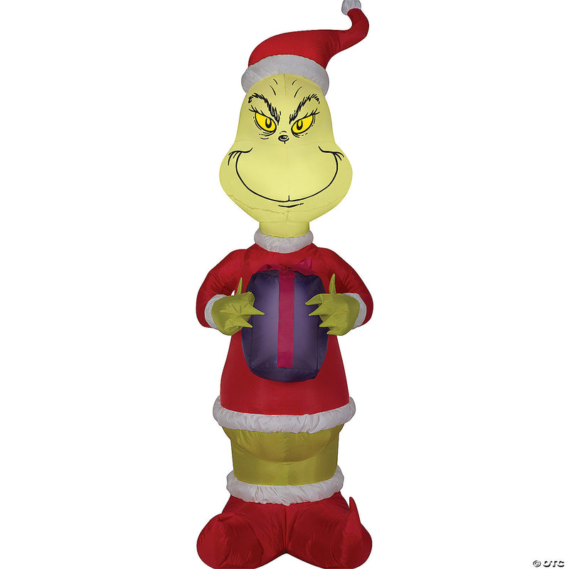 48" Blow Up Inflatable Dr. Seuss™ The Grinch With Present Outdoor Yard Decoration - image 1