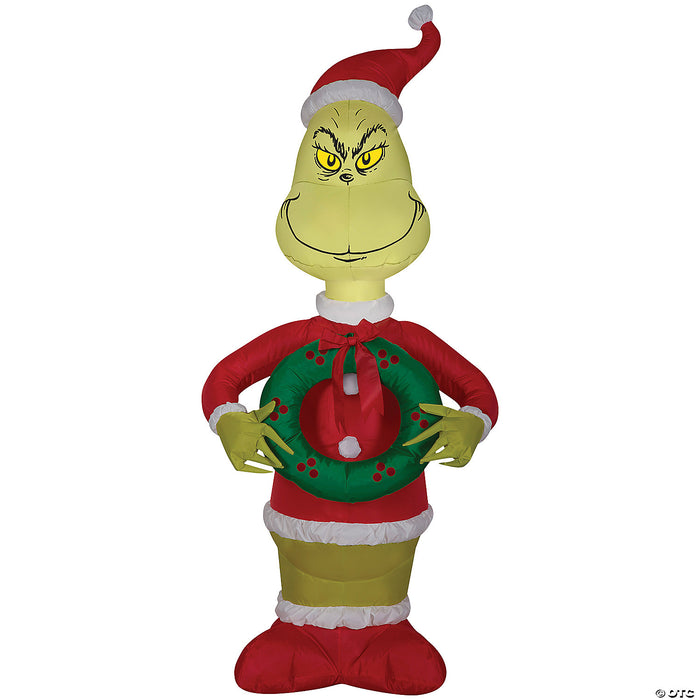 48" Blow Up Inflatable Dr. Seuss™ The Grinch With Wreath Outdoor Yard Decoration