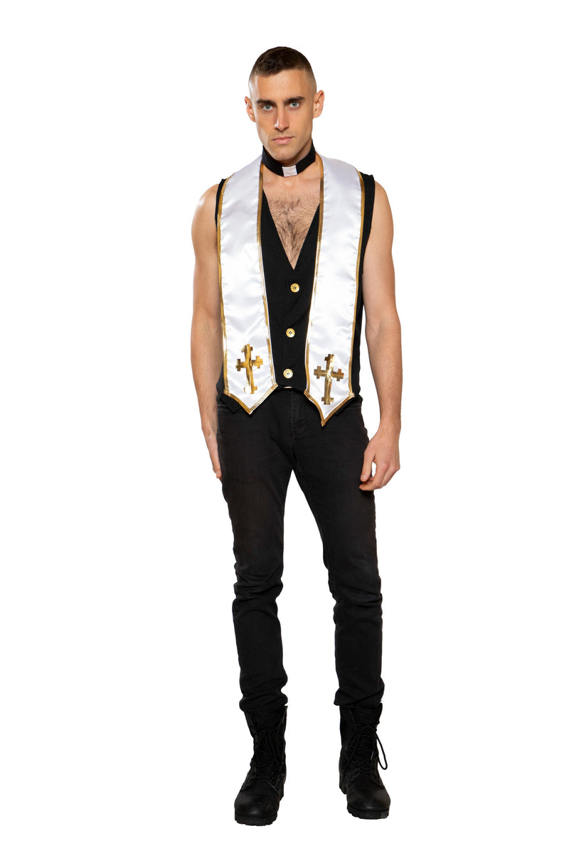 Men's Priest Costume | Costume-Shop.com - Black/White/Gold / S - image 1