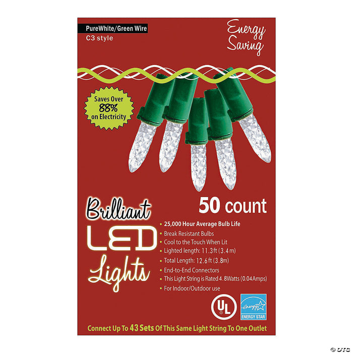 50-Count C3 LED Clear Holiday String Lights