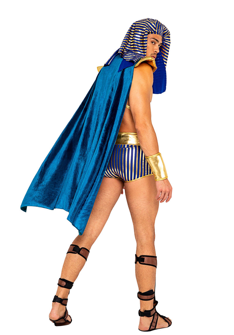 5pc Men's King Pharaoh of Egypt Costume | Costume-Shop.com - Gold/Blue / S - image 2