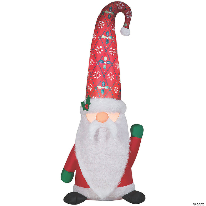 60" Inflatable Mixed Media Christmas Tomten Yard Decoration