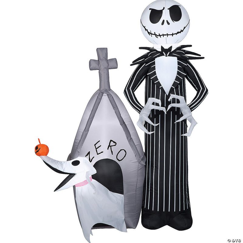 60" Inflatable Jack Skellington & Zero with House Yard Decoration - image 1
