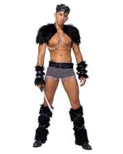 4PC Men's Viking Hunk Costume | Costume-Shop.com - Black/Grey / S - image 1