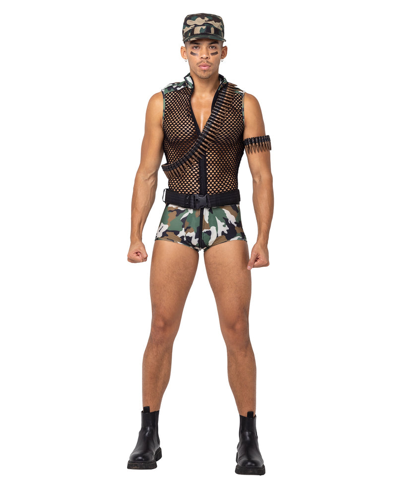Sergeant Stud Army Costume | Costume-Shop.com - Green/Multi / S - image 2