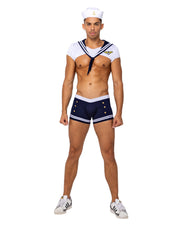 3PC Men's Sailor Stud Costume | Costume-Shop.com - White/Blue / S - image 1