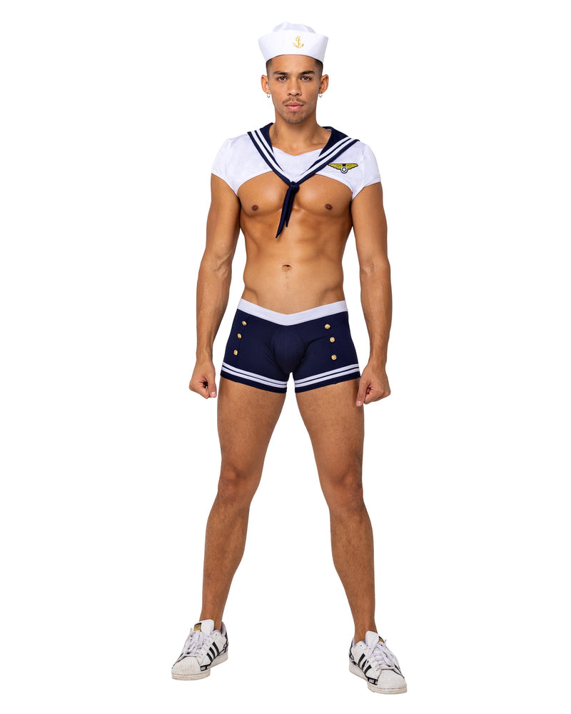3PC Men's Sailor Stud Costume | Costume-Shop.com - White/Blue / S - image 1