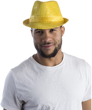 Sequined Fedora Hat - Lime Green - image 5