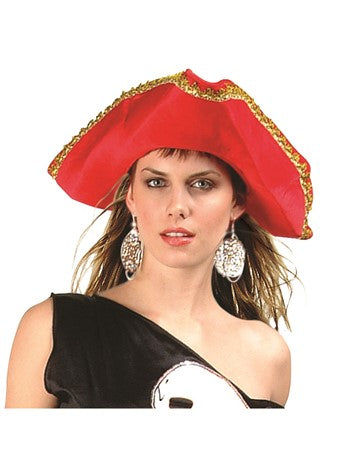 Pirate Hat with Lame Trim - Red | Costume-Shop.com - image 1