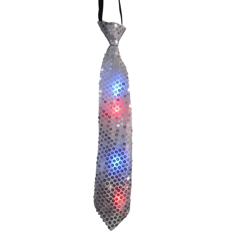 Silver Tie with Flashing Lights | Costume-Shop.com - image 1