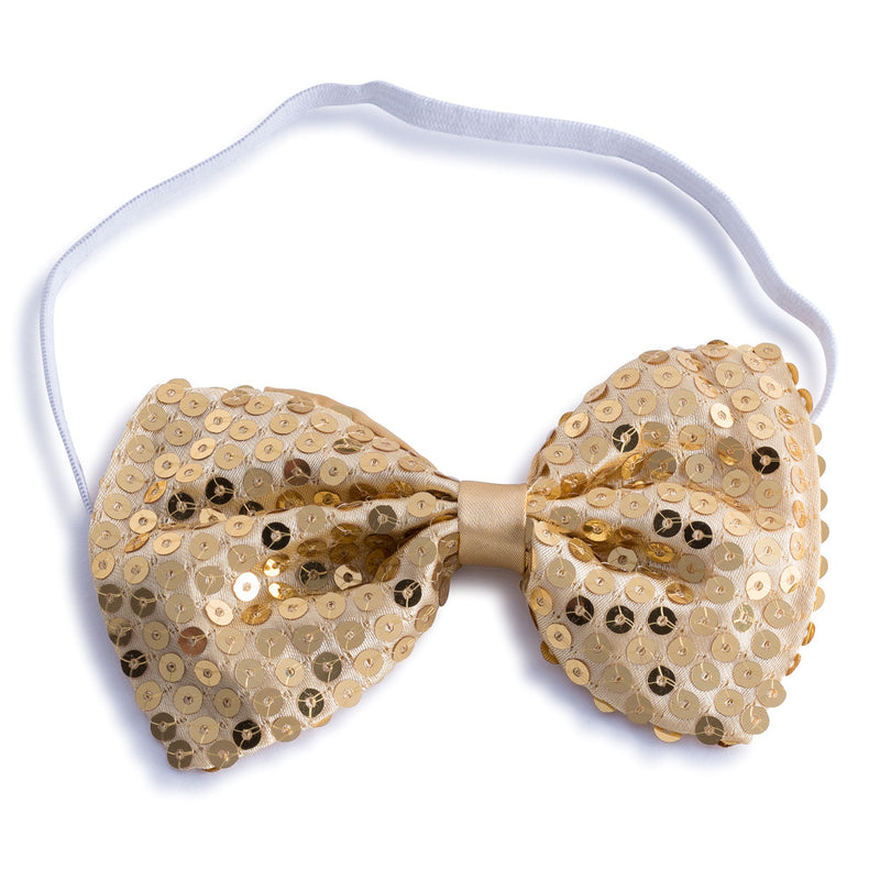 Shiny Sequin Bow Tie - Gold - image 1