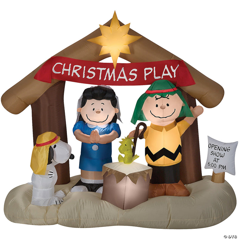 69" Blow Up Inflatable Peanuts Nativity Scene Outdoor Yard Decoration - image 1