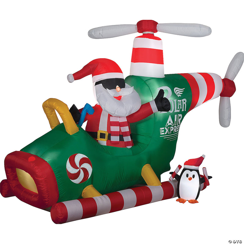 70" Blow Up Inflatable Animated Helicopter with Santa Outdoor Yard Decoration - image 1