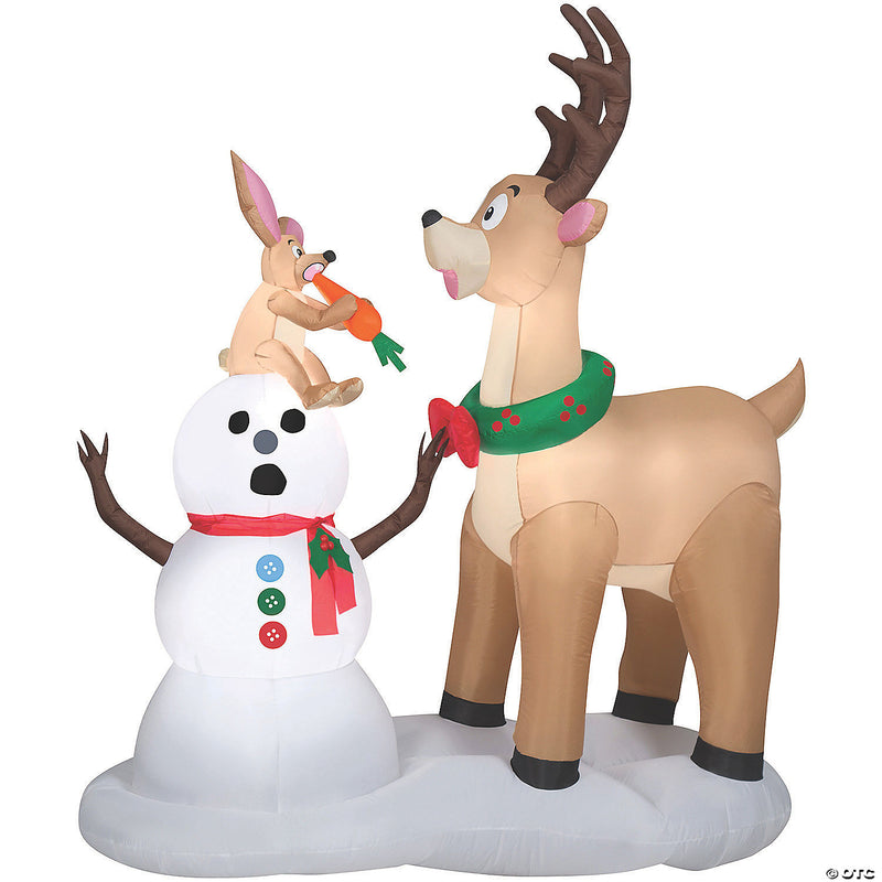 72" Blow Up Inflatable Caribou Snowman Outdoor Yard Decoration - image 1