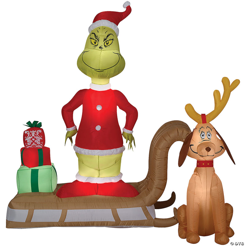 72" Blow Up Inflatable Dr. Seuss™ The Grinch & Max on Sled Outdoor Yard Decoration - image 1