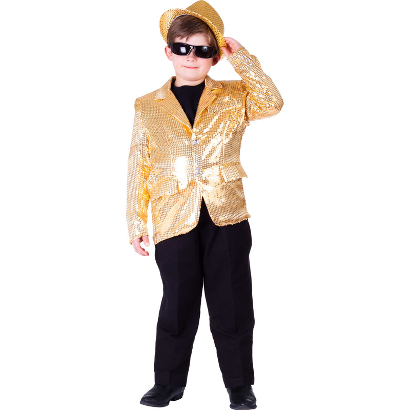 Sequin Jacket for Kids Gold Dance Tuxedo Costume - Small (4-6) - image 1