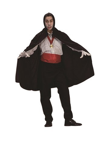 45" Black Hooded Cape | Costume-Shop.com - image 1