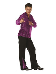 Men's 70's Blue Sequin Shirt | Costume-Shop.com - Blue - image 3