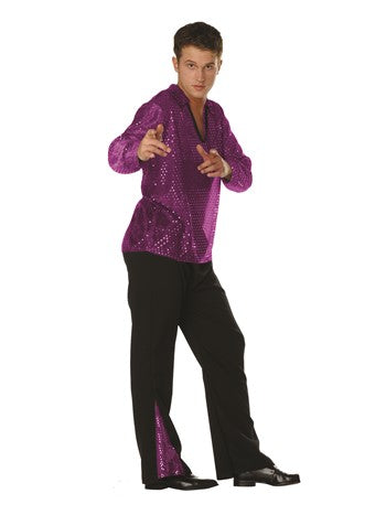 Men's 70's Blue Sequin Shirt | Costume-Shop.com - Blue - image 3