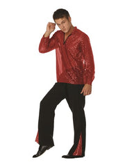 Men's 70's Blue Sequin Shirt | Costume-Shop.com - Blue - image 1