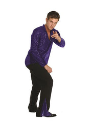 Men's 70's Blue Sequin Shirt | Costume-Shop.com - Blue - image 4