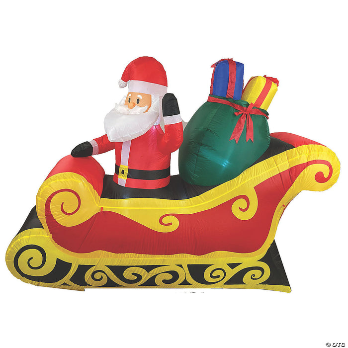 84" Blow Up Inflatable Santa Sleigh Outdoor Yard Decoration