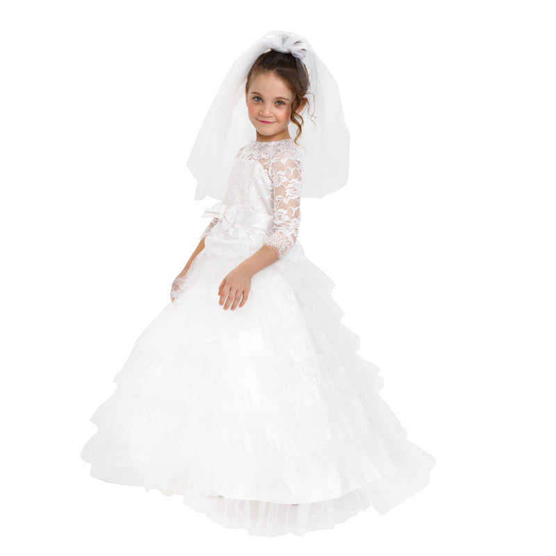 Dreamy Bridal Dress with Wedding Veil | Costume-Shop.com - T2 (Toddler 1-2) - image 1
