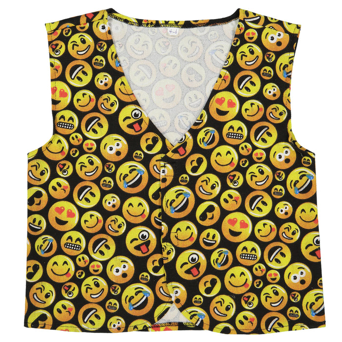 Emoji Printed Party Vest for Adults