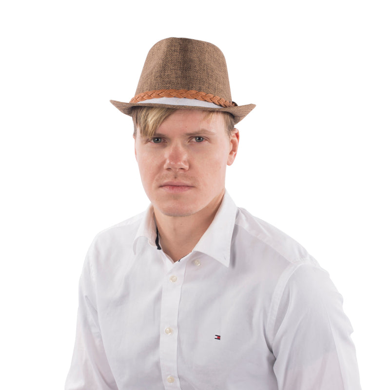 Brown Fedora with White Brim | Costume-Shop.com - image 2