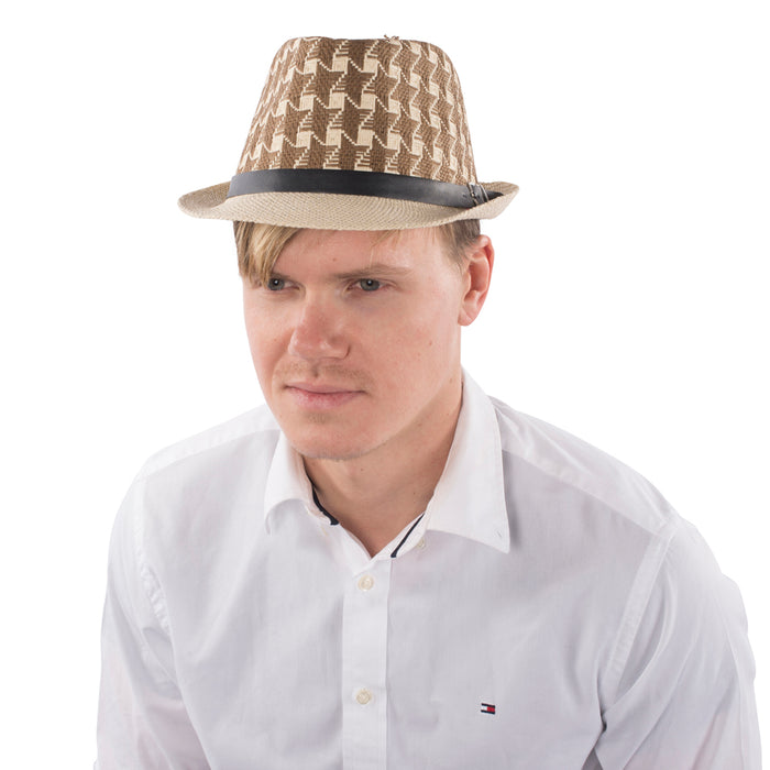 Brown Checkerboard Fedora | Costume-Shop.com