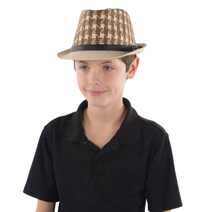 Brown Checkerboard Fedora | Costume-Shop.com