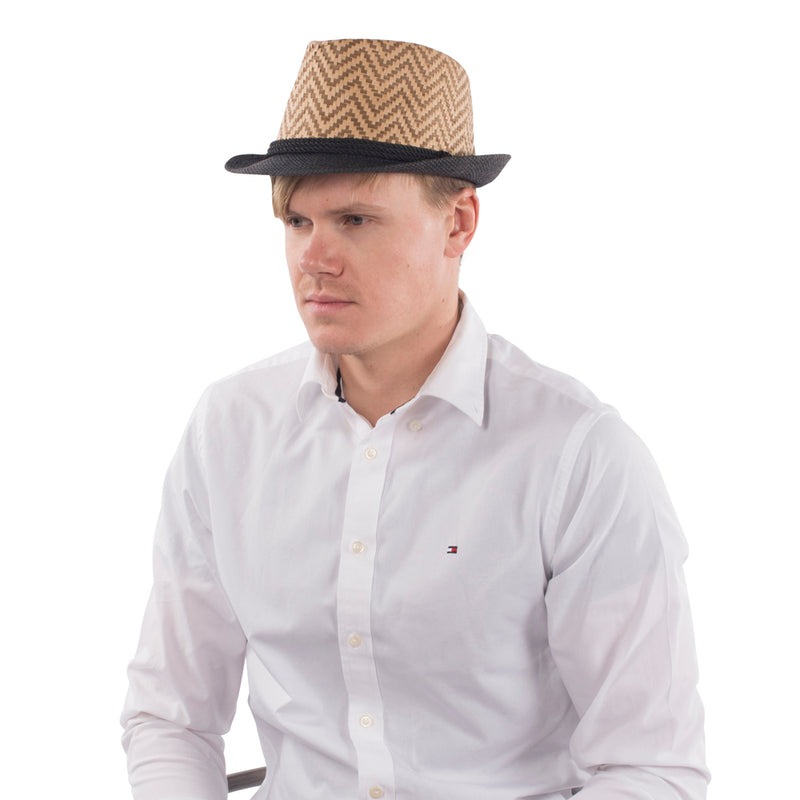 Brown Chevron Fedora | Costume-Shop.com - image 2
