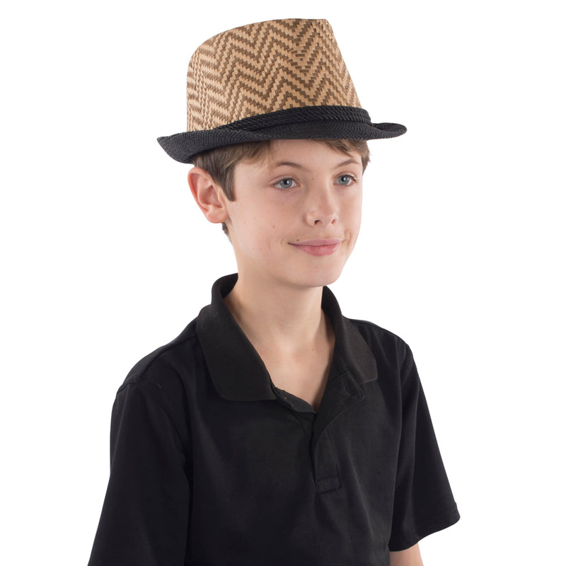 Brown Chevron Fedora | Costume-Shop.com - image 1