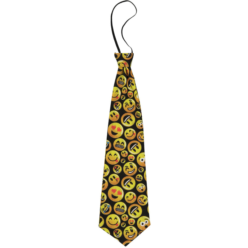 Adult Emoji Expression Necktie - Black and Yellow