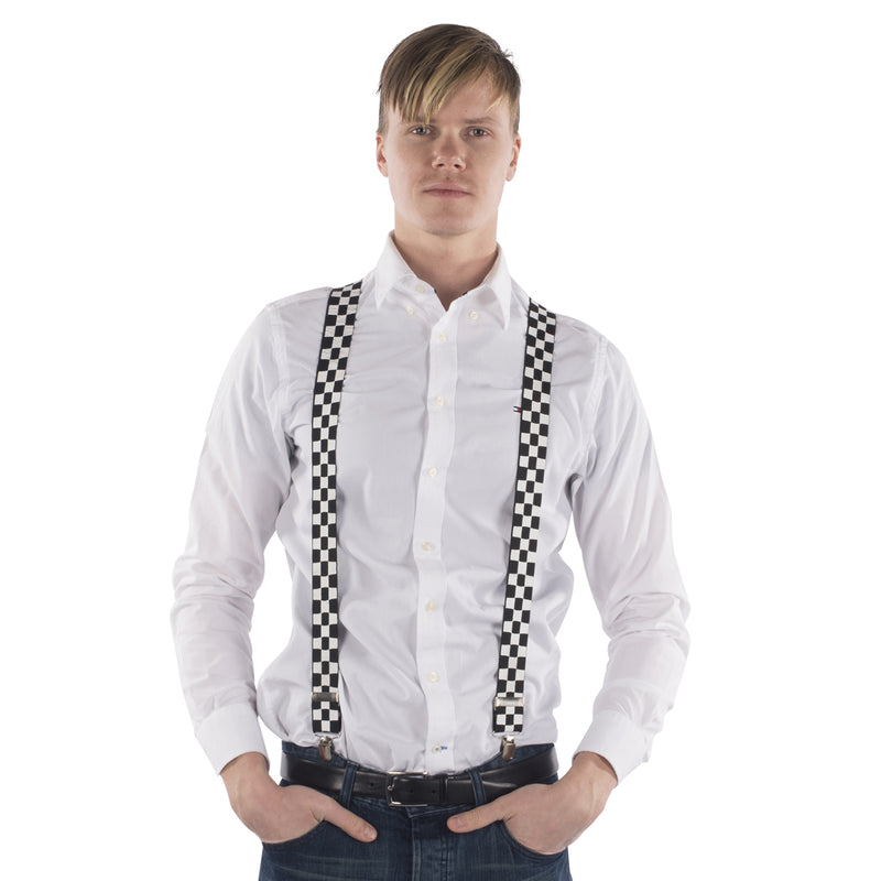Black & White Checkered Suspenders - image 2
