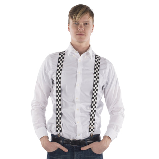 Black & White Checkered Suspenders - image 2