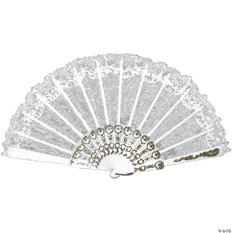 9" Lace Fan - WHITE - image 1