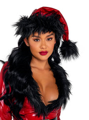 Vinyl & Faux Fur Santa Hat | Costume-Shop.com - Black/White / O/S - image 3
