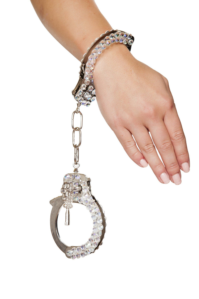 Silver Handcuffs with Rhinestones | Costume-Shop.com - Silver / O/S - image 1