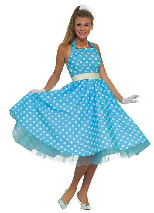 Blue Polka Dot Halter Dress