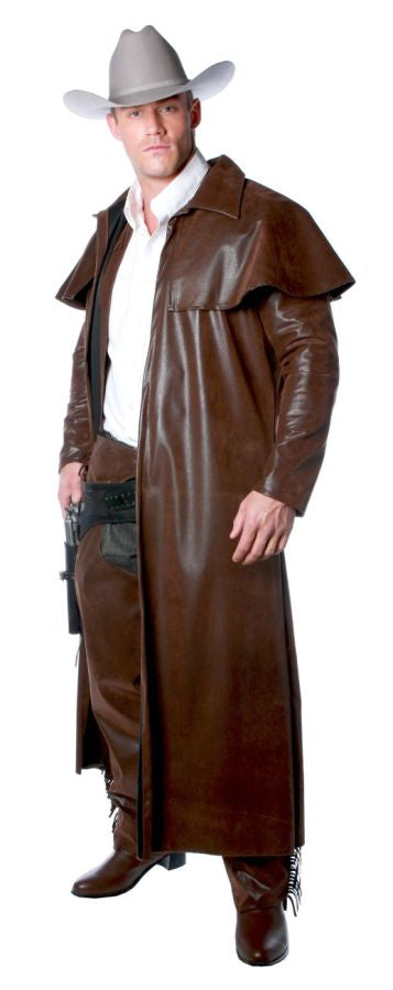 Rustler Faux Leather Duster Coat Costume - One Size Fits Most - image 1