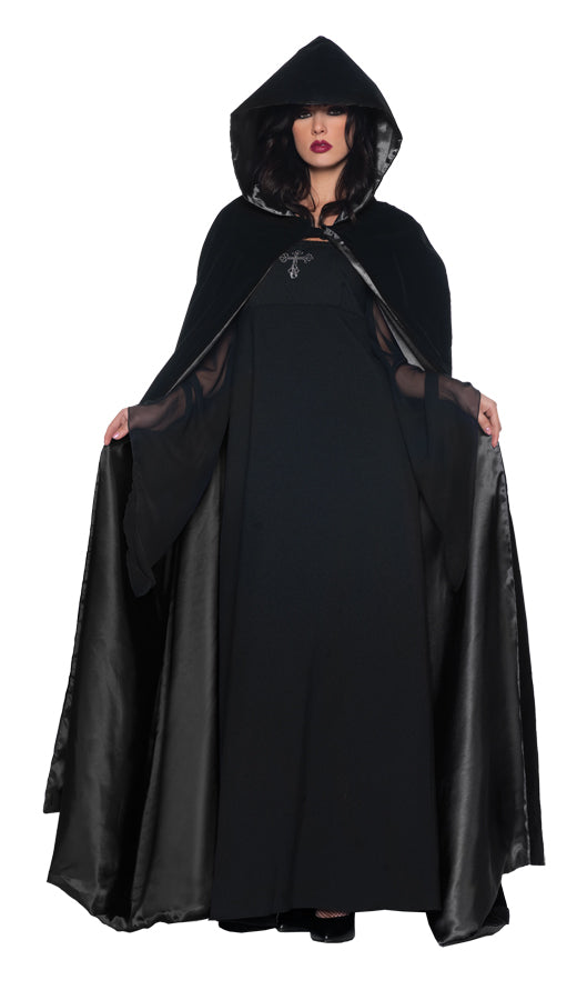 Black Velvet Hooded Cape Deluxe | Costume-Shop.com - One Size Fits Most - image 1