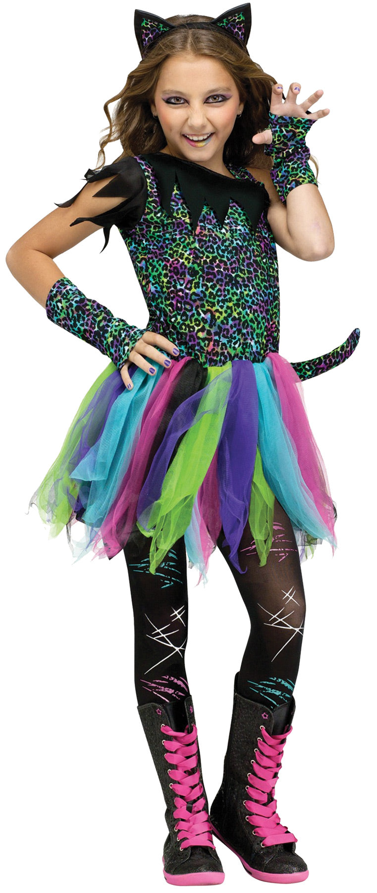 Rainbow Leopard Kitty Outfit | Costume-Shop.com - GIRLS 8-10 - image 1