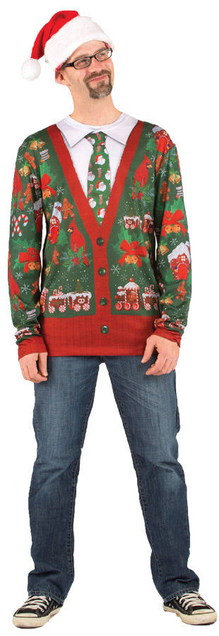 Cozy Christmas Cardigan Print Tee | Costume-Shop.com - Large - image 1