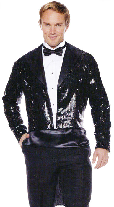 Black Sequin Tails Jacket - Dazzling Elegance 🎩✨
