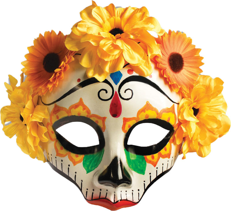 Day Of Dead Female Mask W Flws - image 1