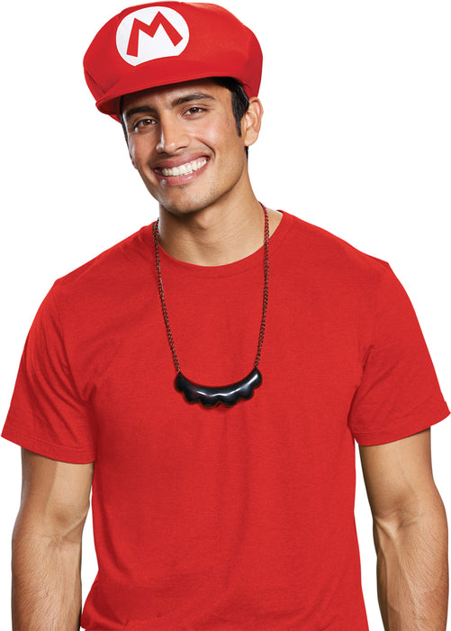 Mario Hat  Mustache Necklace -