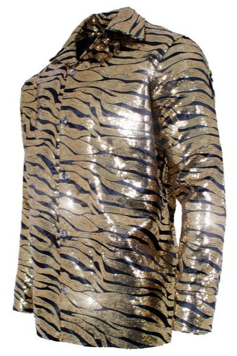 Gold Sequin Tiger Print Shirt | Costume-Shop.com - ONE SIZE - image 1